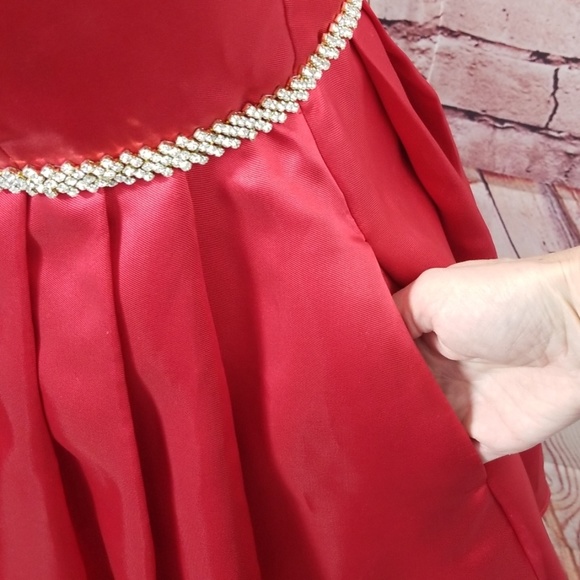 B Darlin 1/2 Red Strapless Dress Pockets Juniors - Picture 3 of 7